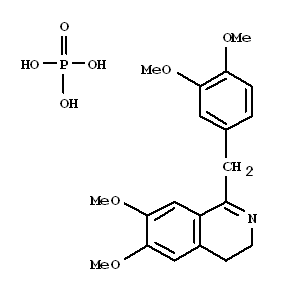 Molecular Structure of 99948-80-8 (1-(3,4-dimethoxybenzyl)-3,4-dihydro-6,7-dimethoxyisoquinolinium dihydrogen phosphate)